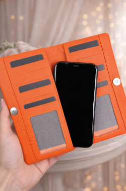 Atlas Telefon Bölmeli Cüzdan Kartlık - Turuncu
