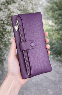 Atlas Telefon Bölmeli Cüzdan Kartlık - Mor