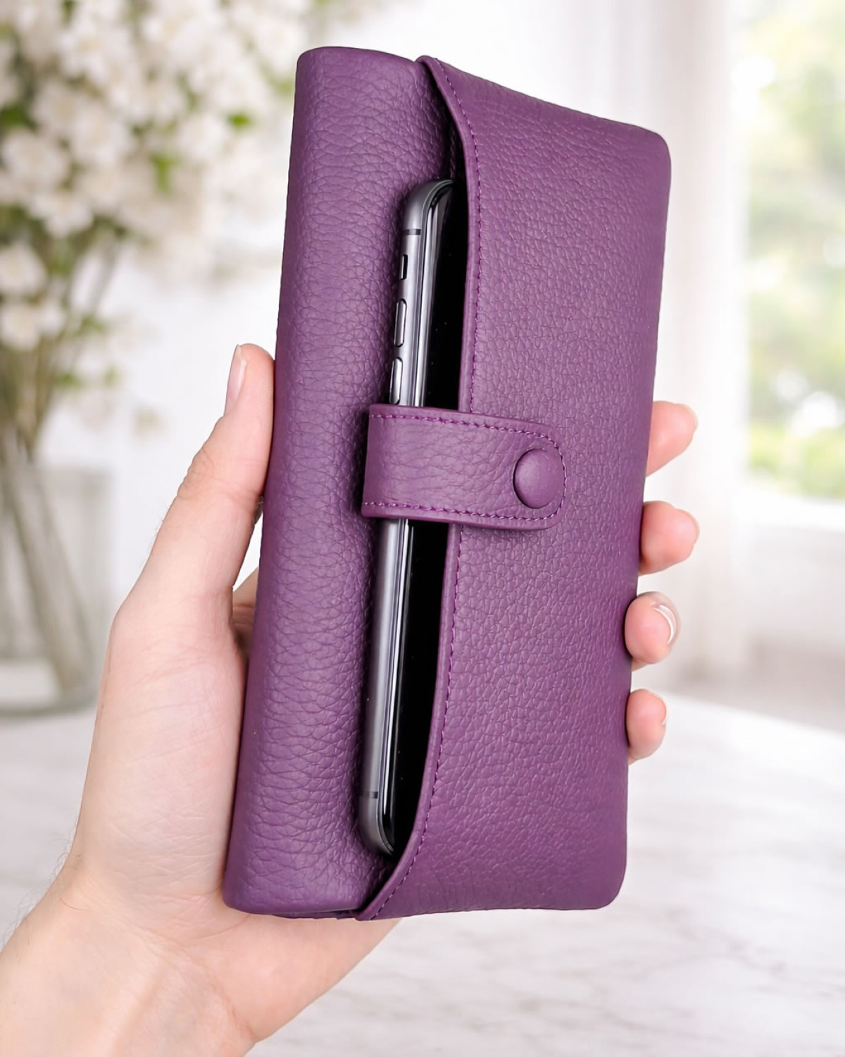 Atlas Telefon Bölmeli Cüzdan Kartlık - Mor