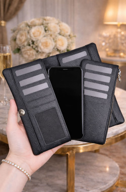Atlas Telefon Bölmeli Cüzdan Kartlık - Siyah