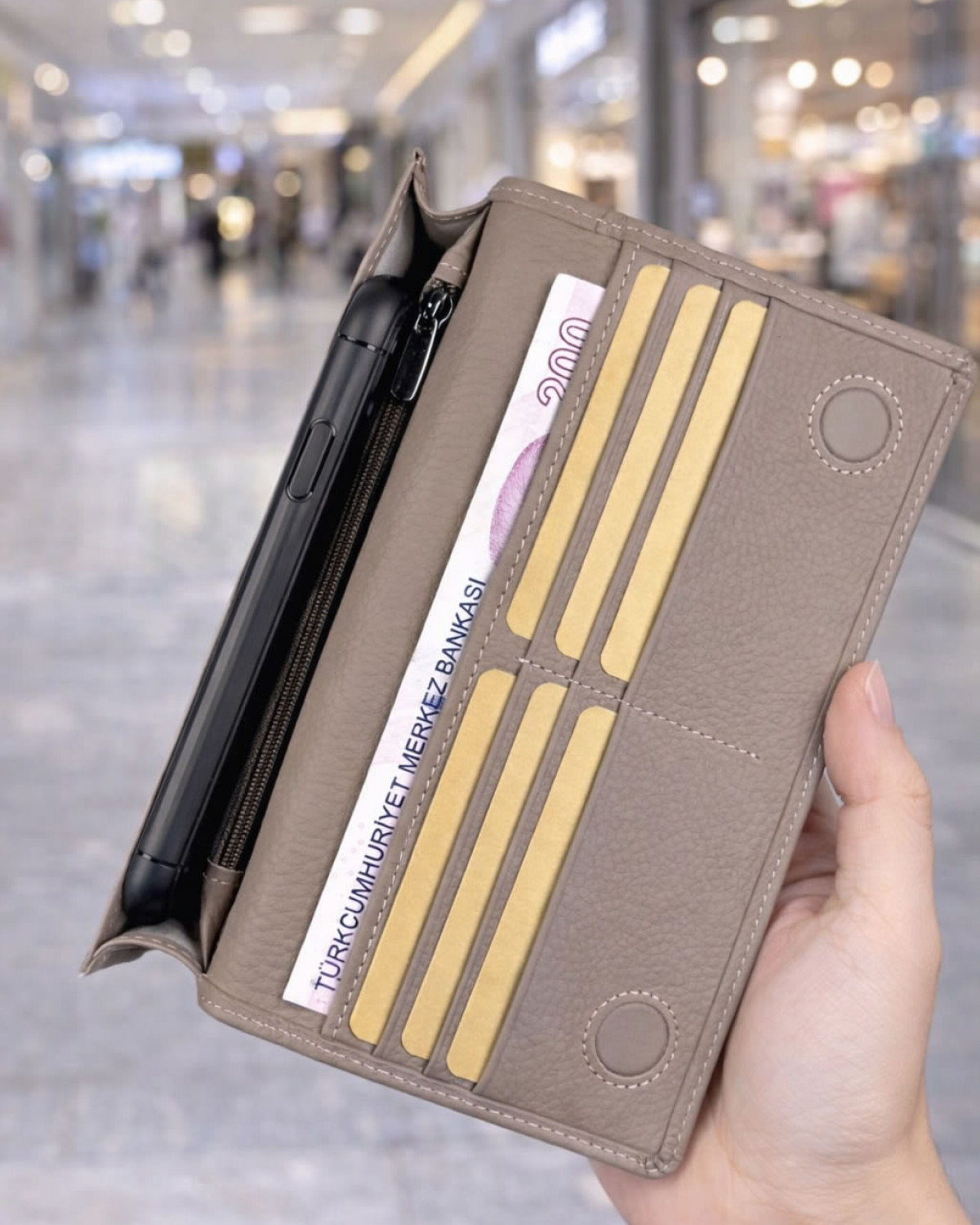 Draven Telefon Bölmeli Kadın Cüzdan - Vizon