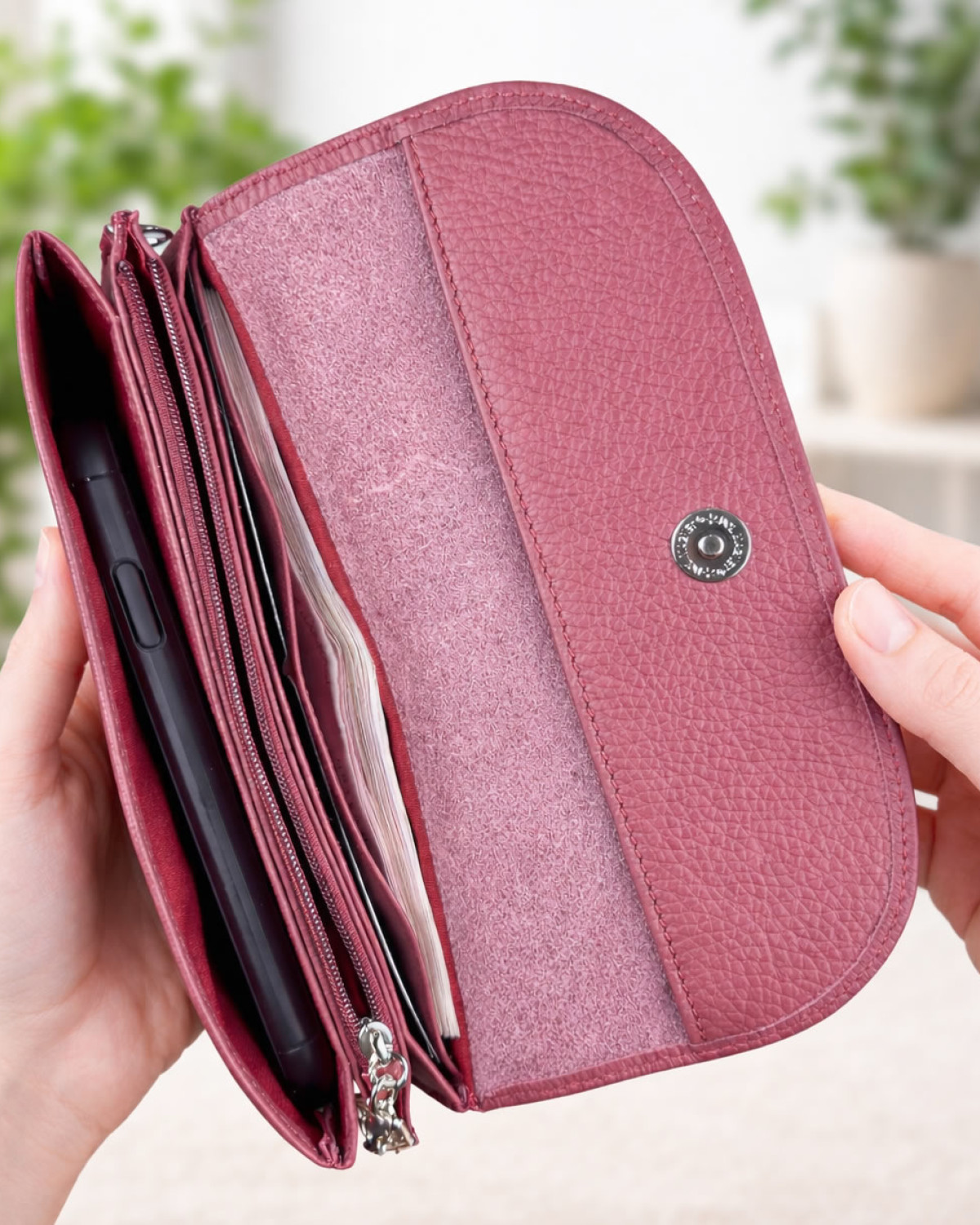 Elya Cüzdan - Çok Bölmeli - Hakiki Deri - Bordo