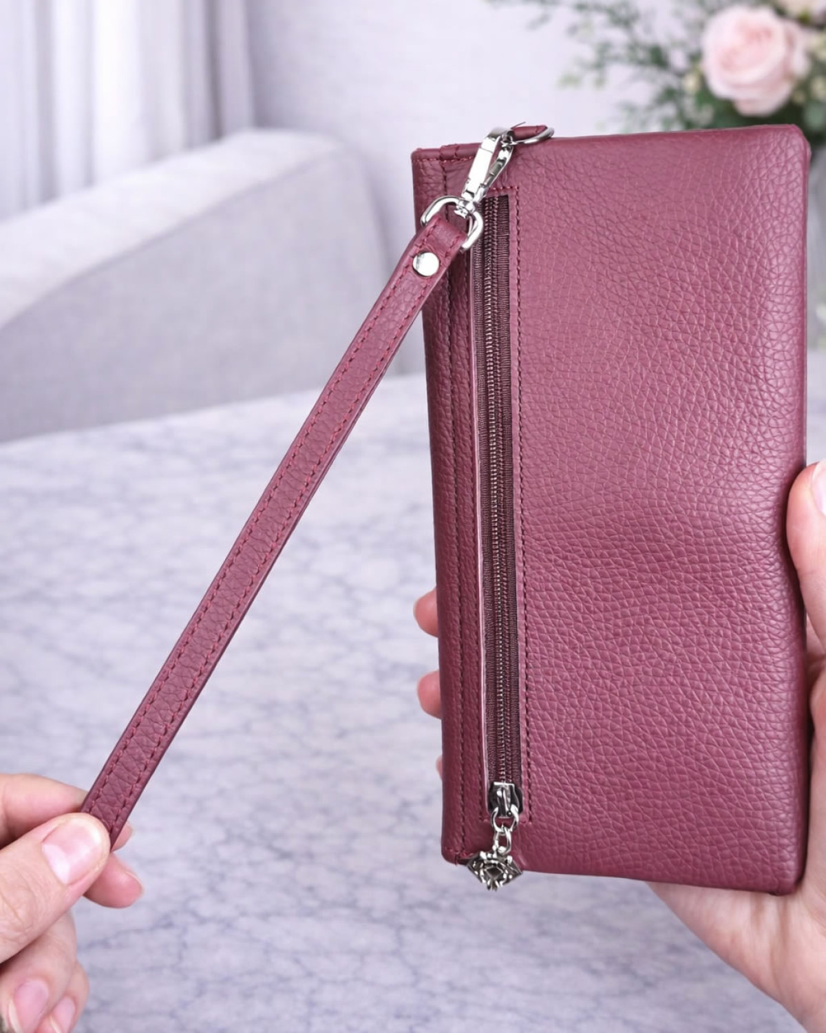 Elya Cüzdan - Çok Bölmeli - Hakiki Deri - Bordo