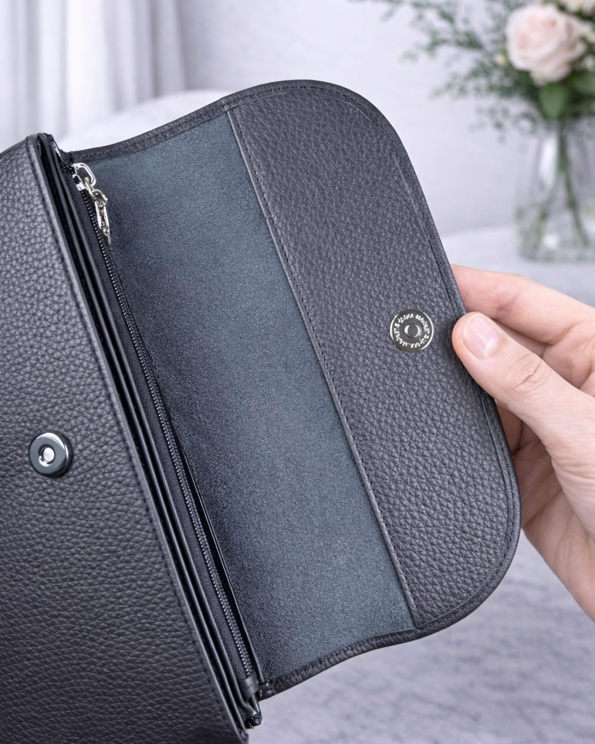 Elya Cüzdan - Çok Bölmeli - Hakiki Deri - Siyah