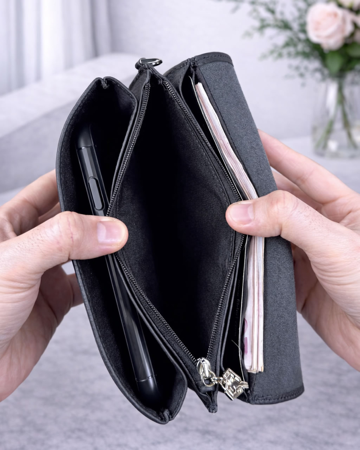 Elya Cüzdan - Çok Bölmeli - Hakiki Deri - Siyah