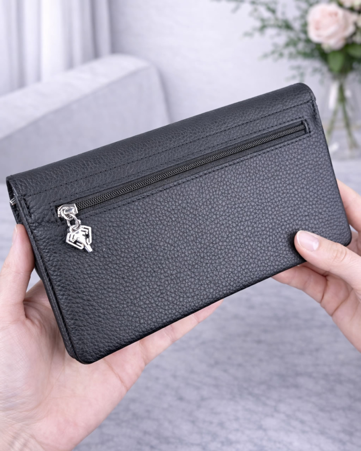 Elya Cüzdan - Çok Bölmeli - Hakiki Deri - Siyah