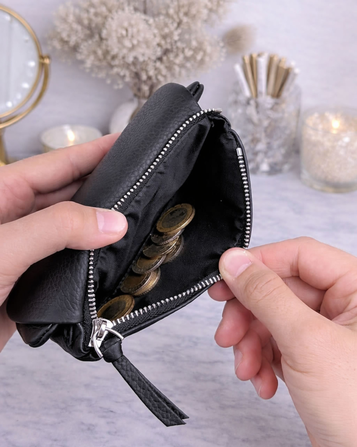 Mivra Cüzdan - Hakiki Deri, Kartlık, Fermuarlı- Siyah