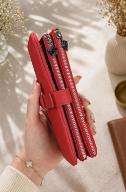 Valeria Cüzdan Fermuarlı ve Mıknatıslı - Kırmızı