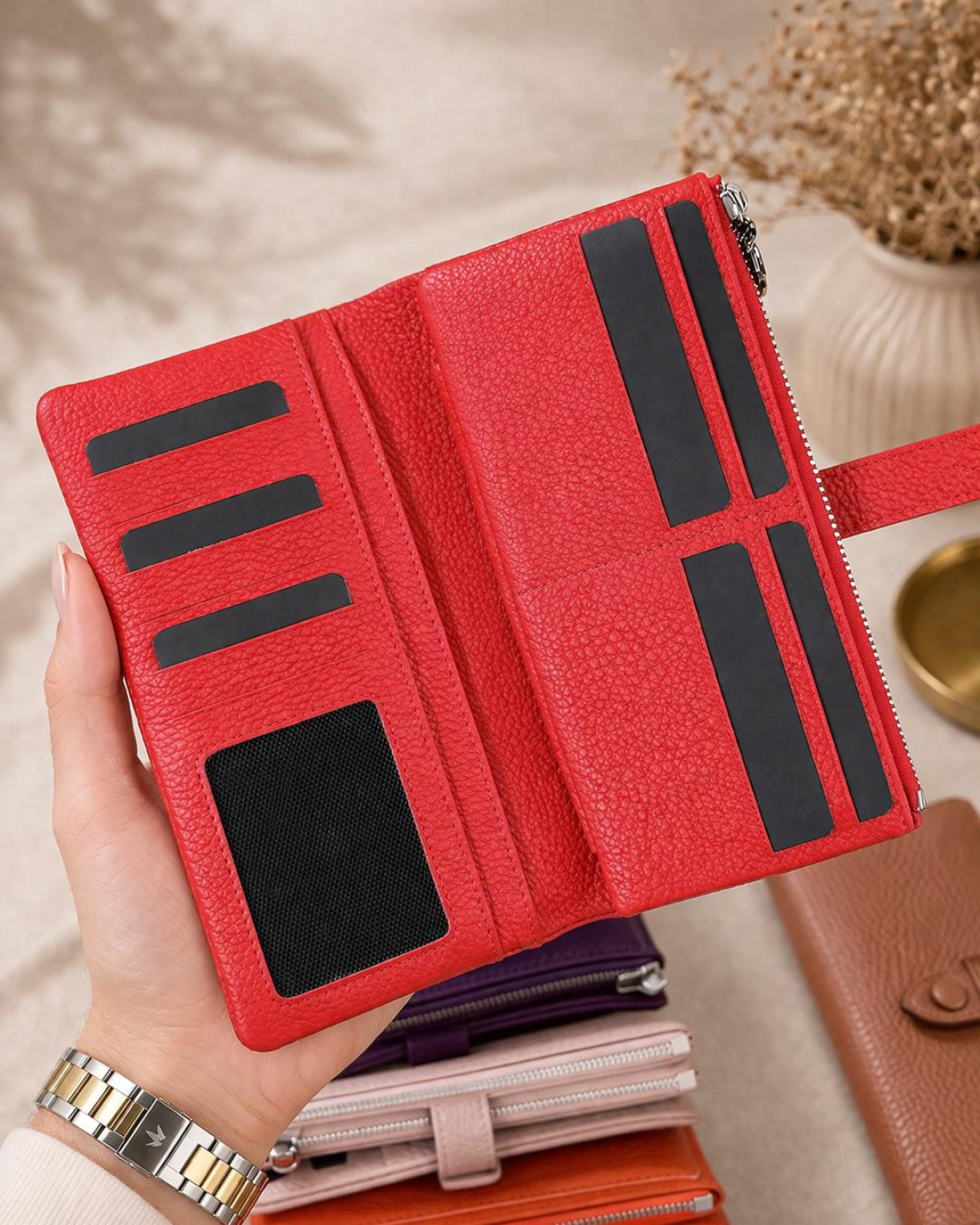 Valeria Cüzdan Fermuarlı ve Mıknatıslı - Kırmızı