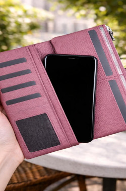 Valeria Cüzdan Fermuarlı ve Mıknatıslı - Bordo